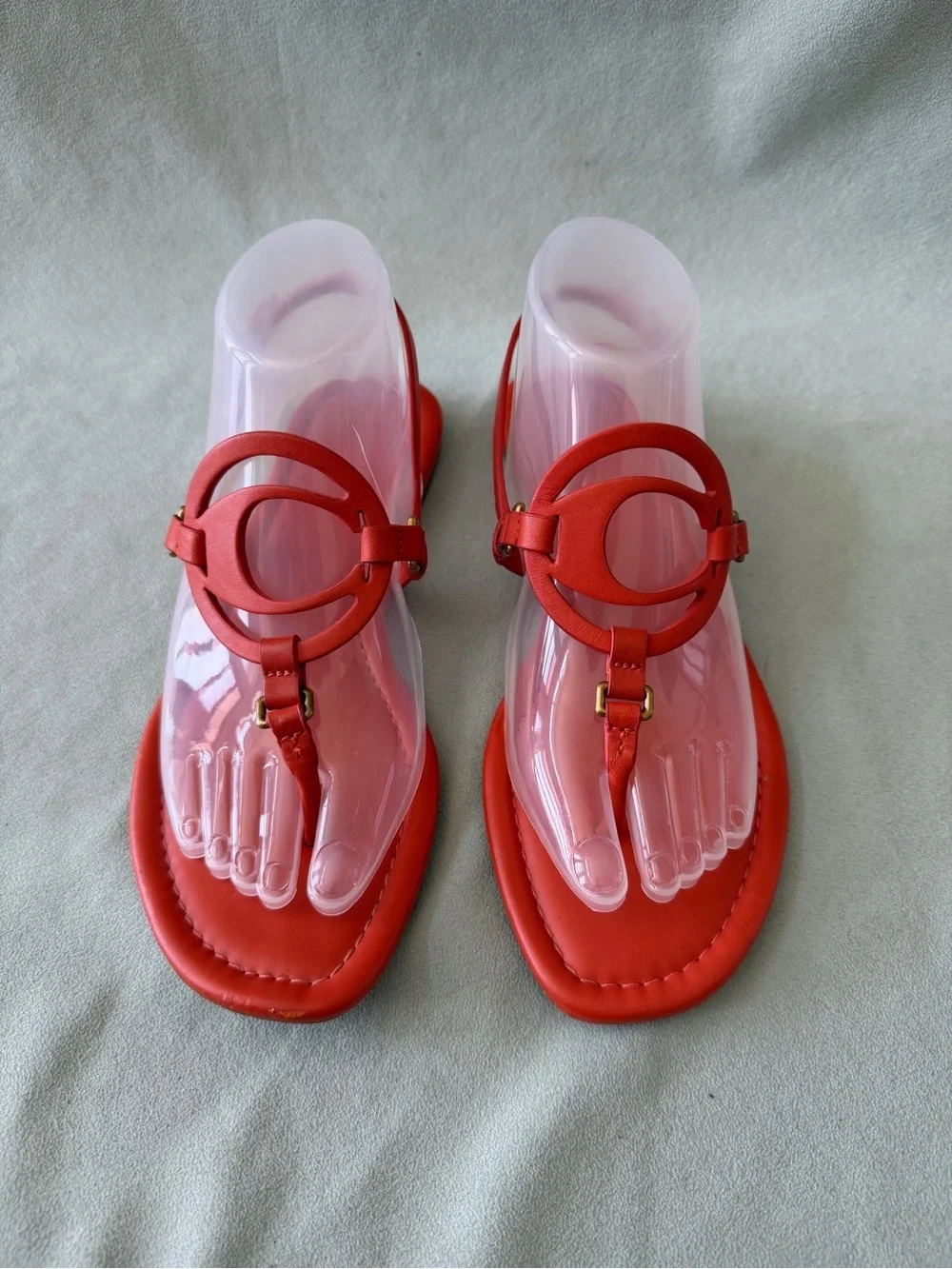 COACH Jeri Logo Thong Orange Sandals Size 7.5B